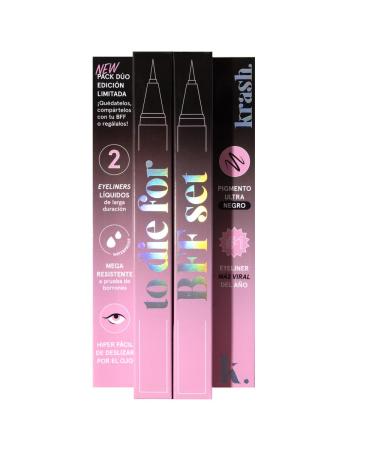 KRASH KOSMETICS KRASH KOSMETICS Liquid Eyeliner Set To Die For My Best Friend Limited Edition - Carbon Black - 24-hour long-lasting waterproof formula - Fine-tipped felt applicator - Vegan and Cruelty-Free