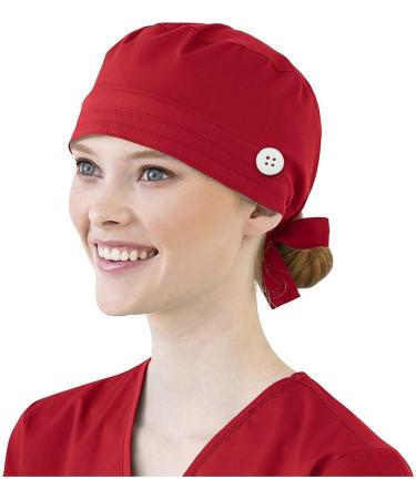 Adjustable Mifelio Scrub Cap - Red | Cotton Sweatband for Women & Men - Buy Online on GoSupps.com