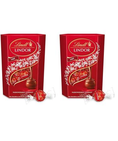 Lindt - Cornet LINDOR - Chocolat au Lait - C ur Fondant 200g (Lot de 2) Lait 200g (Lot de 2)