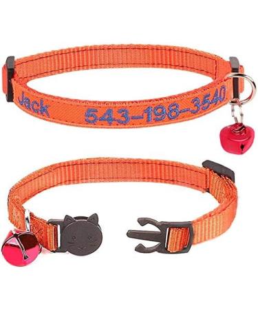 Personalized Cat Neck Bands with Bell - Custom Safety Buckle & Embroidered ID for Kittens - Orange - Buy Online on GoSupps.com