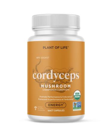 Plant of Life Cordyceps Mushroom Capsules | Energy Performance Adaptogen Biological Modifier | 100% Pure Organic Mushrooms | Vegan Non-GMO | 60 ct