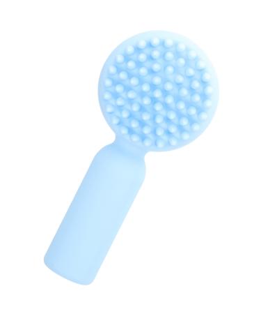 Housoutil Silicone Face Brush Blackheads Remover Tool Women's Double-side Face Scrubber Exfoliating Cleaning Brush Face Wash Face Cleanser Silicone Brush for Face Facial Brush The Face 11x5cm Sky-blue