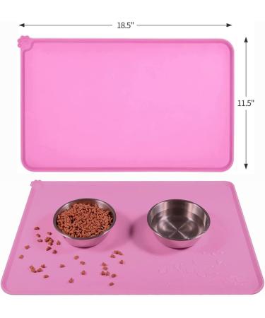 Emwel Silicone Dog Food Mat - Non-Slip Waterproof Cat & Dog Feed Mat (L 47x30 cm Pink) | Durable & Easy to Clean - Buy Online on GoSupps.com