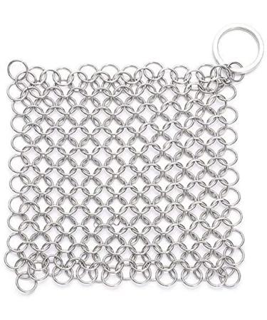 Cast Iron Cleaner Stainless Steel Garden Home Iron Cleaner Cast Iron Cleaner Chainmail Scrubber for Cast Iron Pan Dutch Ovens Cast Iron Grill Scraper Skillet Scraper 1pc Silver