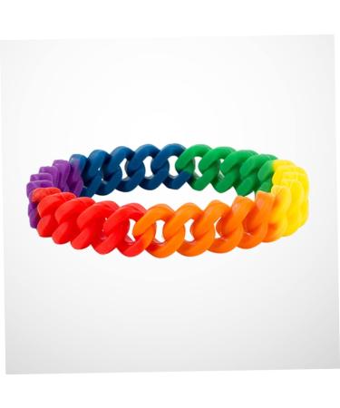 VALICLUD 3 Pcs Mens Gift Lesbian Rainbow Wristbands Cuff Bracelet Braided Rainbow Chain Braclets for Men Rainbow Chain Bracelet Biker Ring Men Gift Mens Bracelets United States Simple Medium Colorful - Buy Online on GoSupps.com