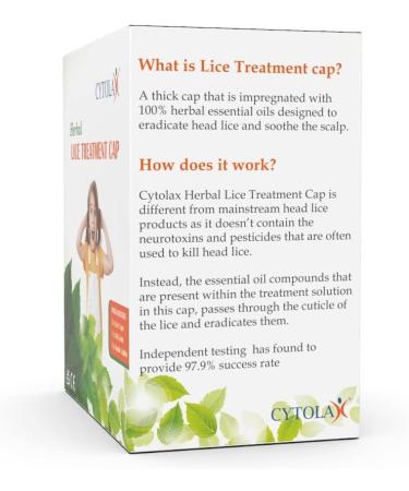 Cytolax Herbal Lice Treatment Cap | Fast-Acting Essential Oils for Headlice Nits & Eggs | Non Toxic Formula | 2 Caps + Nit Comb Included - Buy Online on GoSupps.com