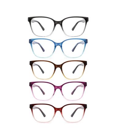 OSLOB 5 Pairs Reading Glasses Gradient Color Quality Readers With Comfort Spring Hinge For Men Women(Mix,1.75) Mix 1.75 x