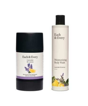 Each & Every Natural Aluminum-Free Deodorant and Moisturizing Body Wash Set (Lavender & Lemon)