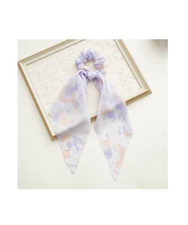 8pcs Chiffon Bow Hair Scrunchies Set for Women and Girls - Floral Blue Pink - Buy Online on GoSupps.com