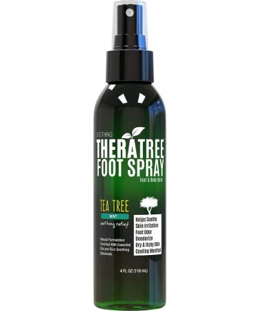 TheraTree Foot Spray for Shoe & Foot Odor with Tea Tree Neem MSM & Menthol for Soothing Skin Irritation. Great for Athletes.
