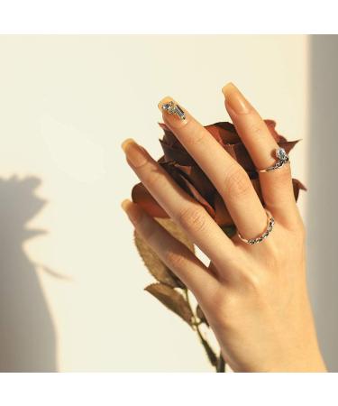 Sethexy Shiny Long Square Acrylic Nails - Gold Sparkling Fingernails for Women & Girls | 24 Complete Cover Tips - Buy Online on GoSupps.com