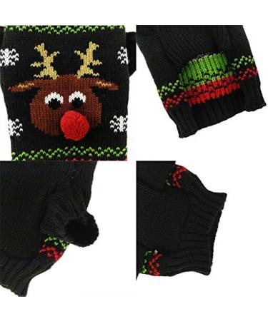 HRTTSY Dog Christmas Sweater | Cartoon Reindeer Knitwear for Pets | Warm Winter Clothes XXL Black - Buy Online on GoSupps.com