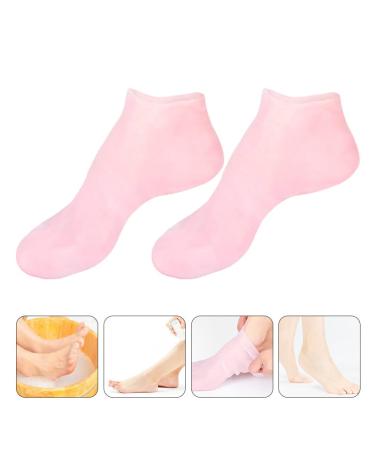 Moisturizing Gel Booties & Spa Socks - Hydrating Foot Cream for Dry Feet | Silicone Gel Stockings (35x7x1cm) in Rose - Buy Online on GoSupps.com