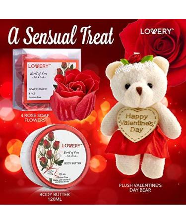 Birthday Gifts for Her - Spa Gift Basket with Red Rose Bath & Body Essentials Floral Handmade Basket for Mom - Buy Online on GoSupps.com