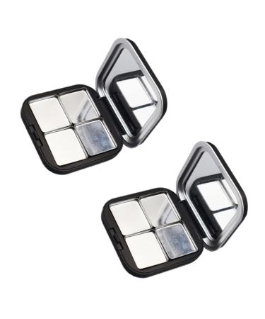 Lurrose 2 pieces empty magnetic eyeshadow-up-up pallet refillable make-up storage box with mirror for cosmetic lipstick pallets black 1