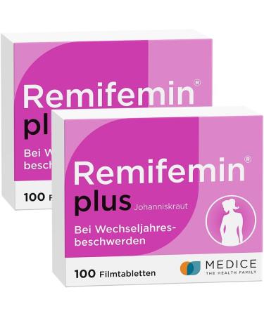 Remifemin Plus St. John's wort 2x 100 tablets for strong & emphasized mental menopause - hormone -free - vegetable drug 100 pieces (2 -pack)