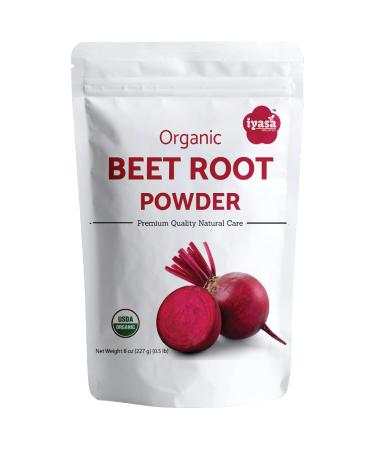 Iyasa Organic Beet Root Powder Plant Based Vegan Gluten-Free Beetroot Superfood for Baking and Cooking 8 oz 223 gm 8 Ounce (Pack of 1)
