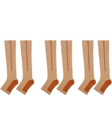 Kenanlan Zipper Compression Stockings - Open Toe Knee-High Breathable & Stretchy Calf Support for Sports - 3 Pairs L-XL - Buy Online on GoSupps.com