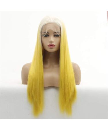 wig Long straight hair wig in gradient chemical fiber front lace headgear