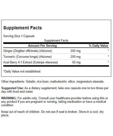 Swanson Full Spectrum Turmeric Acai & Ginger 60 Capsules - Natural Anti-Inflammatory Supplement - Buy Online on GoSupps.com