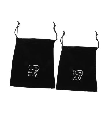 WOONEKY 8 Pcs Storage Bag Drawstring Hair Dryer Pouch Travel Hair Dryer Pouch Black Flocking Cloth