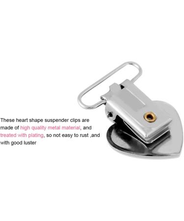 10pcs Silver Metal Peach Heart Suspender Braces Clips Holder with Plastic Teeth - Adjustable & Durable Accessories for Fashion Styling - Buy Online on GoSupps.com