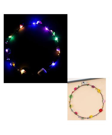 Qoiseys LED Flower Crowns Headbands for Women Birthday Parties Colorful Flower Hair Band For Halloween Christmas Party Costume Hair Accessories (02)