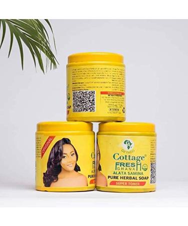 GETADD | Cottage Fresh Ghana | Alata Samina Pure Organic Herbal Soap | African Black Soap | Handmade | Imported from Ghana 19.4oz | 550grams (Super Toner Yellow Top) Super Toner (Yellow Top)