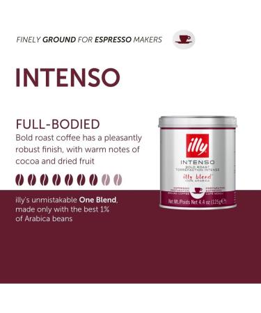 Illy Coffee Intenso Dark Roast Ground Coffee 125g - 100% Arabica Blend - Buy Online on GoSupps.com