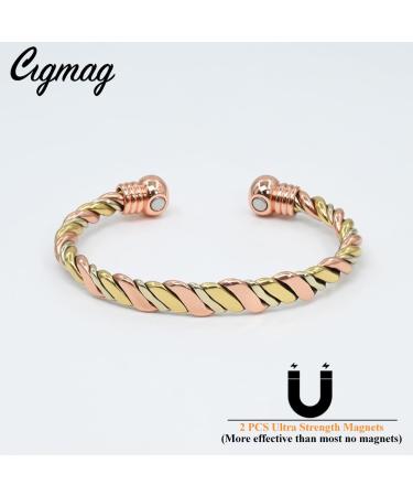 Cigmag Lymphatic Drainage Copper Bracelet for Women | 99% Pure Copper Magnetic Bracelet with Ultra Strength Magnet | Adjustable Brazaletes Cuff Bangle | Grape Tricolour | 2 Magnets - Buy Online on GoSupps.com