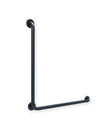 grabbarscanada.com 90 Deg L-Shape Grab Bar 30 inch x 30 inch Matte Black with knurled grip 1.25 inch diameter