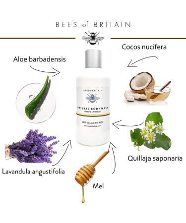 BEES of BRITAIN - 99% Natural - Body Wash - Honey Lavender. No Sulfates/Parabens. pH 5.5 Sensitive Skin. We Donate 5% of our Profit to Save Bees + Pollinators. 250ml - Buy Online on GoSupps.com