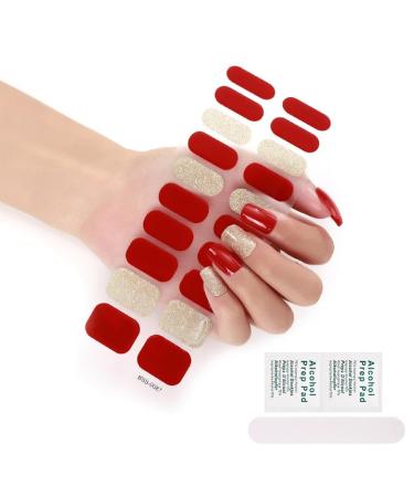 20 Sticker Semi Cured Gel Strips Gel Nail Full Wraps Strips Gel Nail Stickers UV/LED Lamp Required Nail Wrap Semi Cured Gel Nail Strips Pedicure Semi Cured Gel Nail Strips Starter Kit Semi BSS87