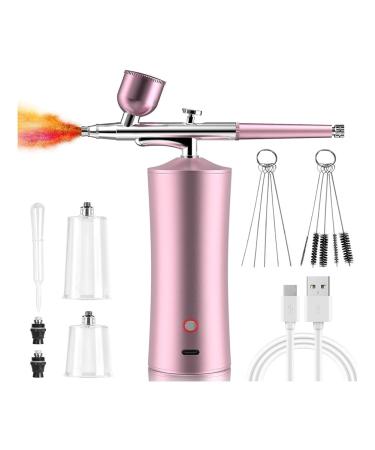 Bonkshire Airbrush Kit 30PSI Cordless Rechargeable High-Pressure Non-Clogging Air BrushGun for Nail Art Painting Pink