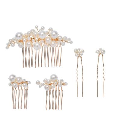FRCOLOR Pearl Hair Pins Bride Wedding Hair Accessories Set Pearl Hair Insert Hair Side Comb for Women Pearl Bobby Pins