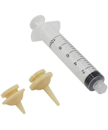 QIYADIN Pet Nursing Nipple with Syringe, 2 Replacement Silicones Nipples, Dogs Feeding Syringe for Newborn Kittens, Puppies, Rabbits, Small Animals, Instead of Cats Feeding Bottles (10ml)