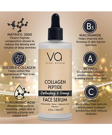 Vital Affair Collagen Peptide Complex Serum with Niacinamide, Retinol, Hyaluronic Acid & Vitamin C - Anti-Aging Vegan Collagen Serum for Face - All Skin Types - Buy Online on GoSupps.com