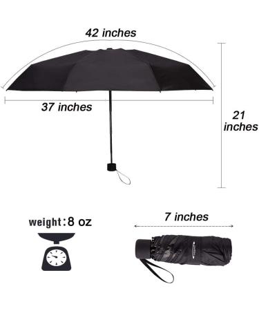 Goothdurs Mini Travel Compact Windproof Umbrella - Small Folding Lightweight Sun & Rain Umbrellas with 95% UV Protection for Women Men A1_Black - Buy Online on GoSupps.com