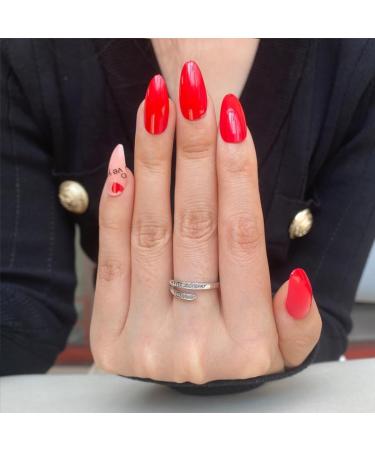 24Pcs/Set Press On Nails Long Red Love Sweet Nail Patch False Nails Acrylic Fake Nails Full Cover Nails Tips Artificial Finger Manicure Press on nails for Women and Girls - Buy Online on GoSupps.com