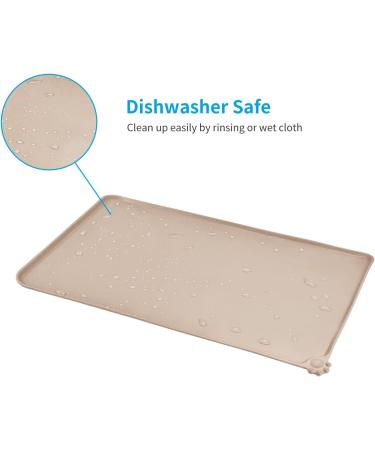 AUDWUD Silicone Waterproof Pet Feeding Mat - Anti-Slip Dog & Cat Bowl Mat 71x46 cm - Taupe - Buy Online on GoSupps.com