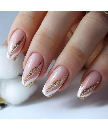 3D Glitter French Line Nail Stickers - Self-Adhesive Geometric Nail Art & Design Accessories - Buy Online on GoSupps.com