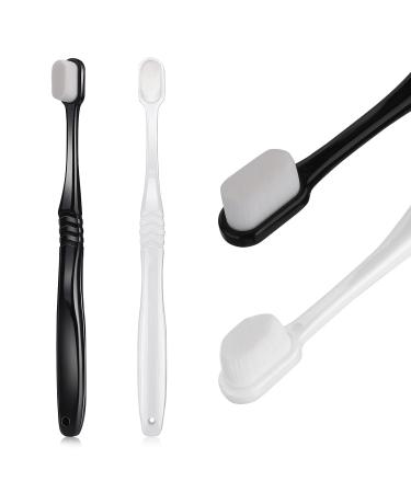 Wllhyf 2 PCs Extra Soft Toothbrush Micro-Nano toothbrushes for sensitive gums sterile fiber toothbrush Painless Brushing for fragile gums adults (white/black) black/white