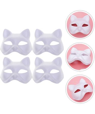 Lurrose Cat Mask Set - 4 Unpainted DIY White Fuchs Animal Masks for Halloween & Cosplay Parties - International Shipping Available - Buy Online on GoSupps.com