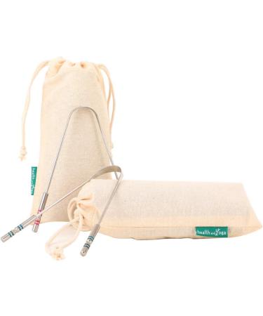HealthAndYoga(TM) SteloSwipe Surgical Steel Tongue Cleaners - 2 pcs Set for Hygienic Oral Care - Buy Online on GoSupps.com
