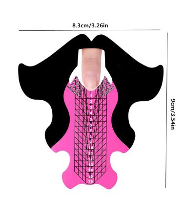 100pcs Long French DIY Nail Extension Paper Sticker | Fish Pattern Pink UV Gel Form Guide Stickers - Buy Online on GoSupps.com