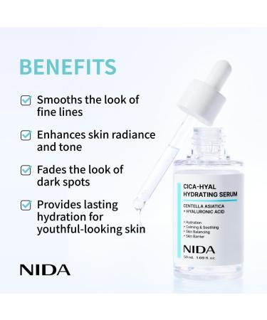 NIDA Centella Hydrating Serum | Centella Asiatica Hyaluronic Acid | Hydration Calming & Soothing Skin Balancing Skin Barrier | 1.69 fl. oz. 50ml (Updated) - Buy Online on GoSupps.com