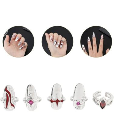 minkissy 3 Sets nail ring Finger Jewelry Women Ring Gift rings for women Finger Tip ring for women nail jewels women s rings red suits womans rings ladies gifts Zinc alloy white girl Miss 2X0.9X0.9CM White - Buy Online on GoSupps.com
