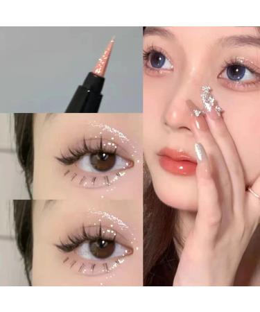 Long-Lasting Liquid Glitter Eyeliner Pen | Waterproof Diamond Eyeshadow Liner | Matte Pink & Champagne Gold Highlighter - Buy Online on GoSupps.com