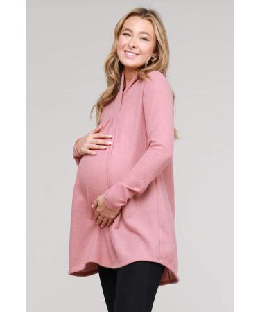 Bump Maternity Knit Sweater - High Neck Shawl Collar XL Mauve (Made in USA) - Buy Online on GoSupps.com