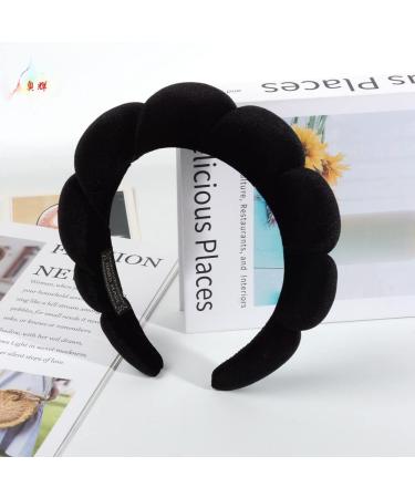 YOUNUO Spa Headband for Women - Sponge & Velvet Fabric, Black - Face Washing, Makeup, Skincare, Shower - Hair Accessories - Buy Online on GoSupps.com